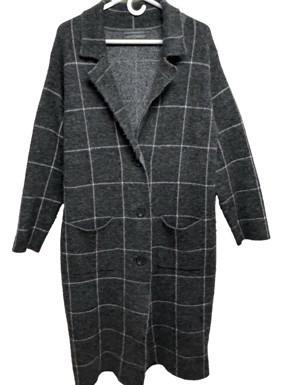 Anthropologie Solenne Windowpane Sweater/Jacket In Gray Size: Large
